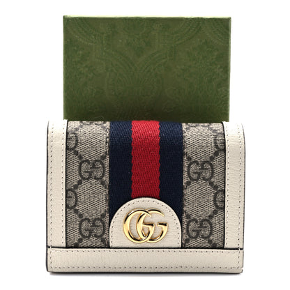 Gucci GG Supreme Monogram Textured Dollar Calfskin Web Ophidia Card Case Beige Ebony Mystic White 7 of 7