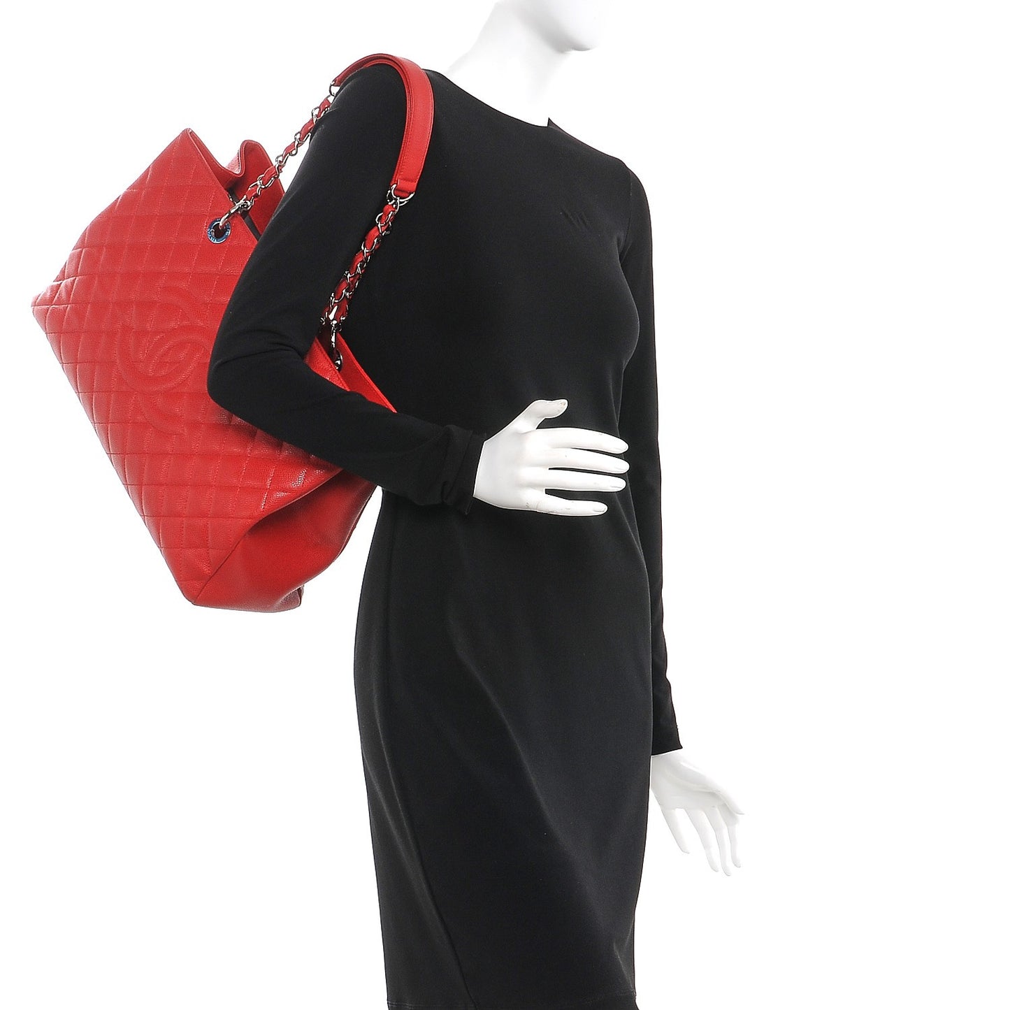 Caviar Quilted XL Grand Shopping Tote GST Red