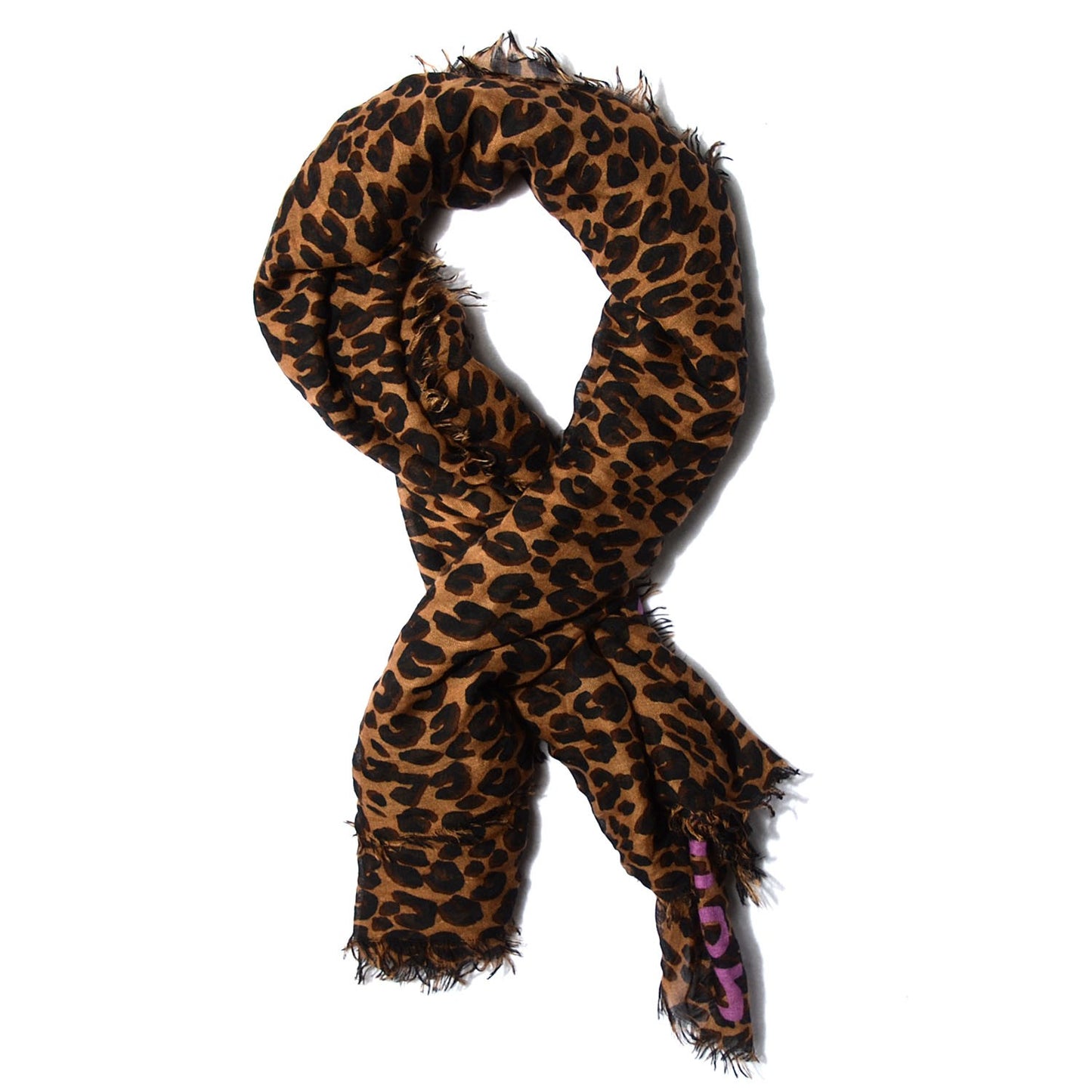 Cashmere Silk Leopard Stole Brown