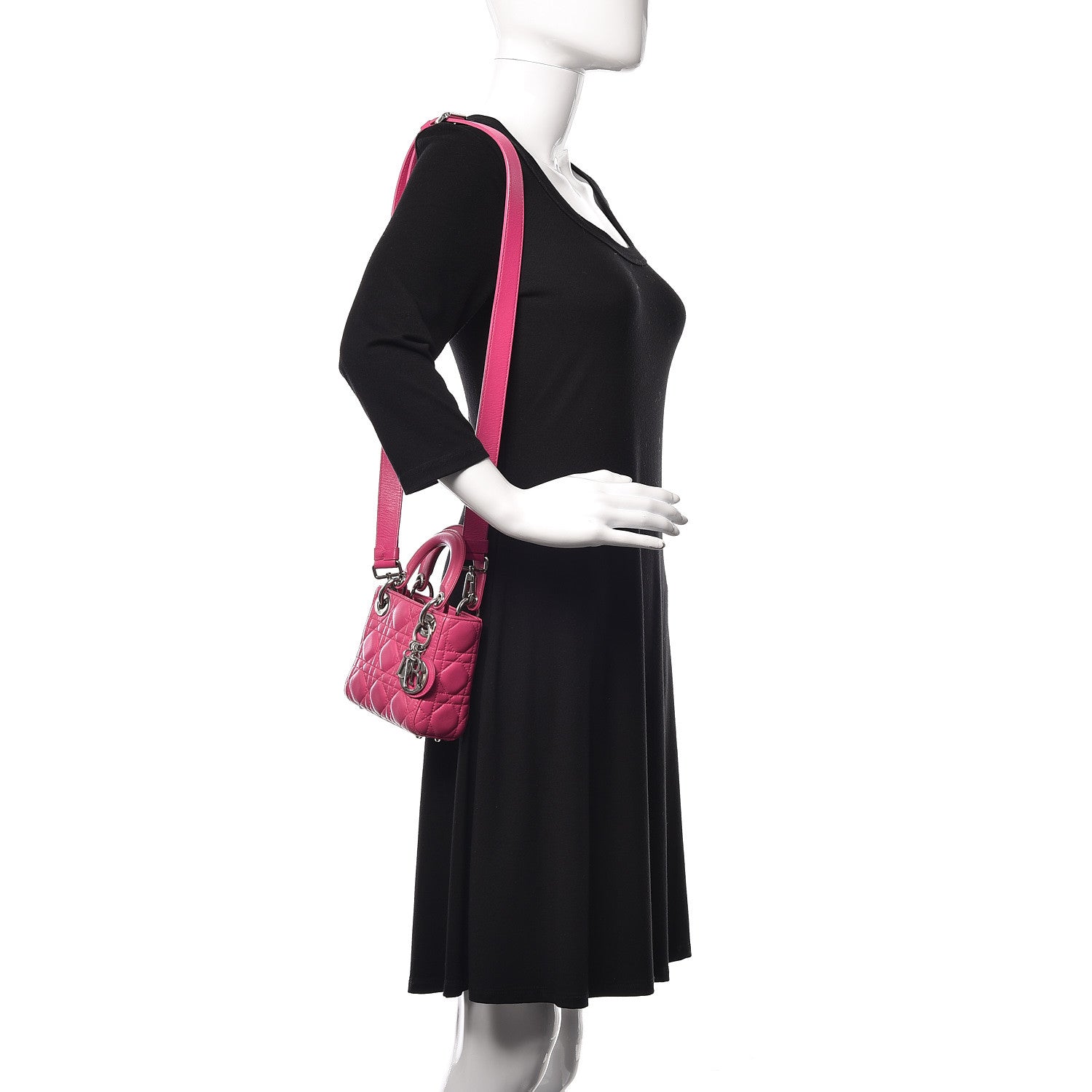 Christian Dior Lambskin Cannage Nano Lady Dior Fuchsia 2 of 11