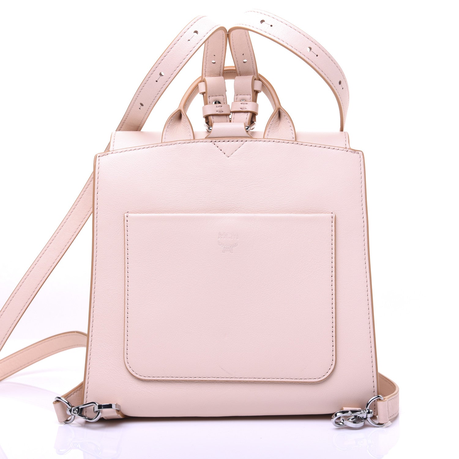MCM Calfskin Ottomar Monogram Essential Small Backpack Pink Blush 16 of 30