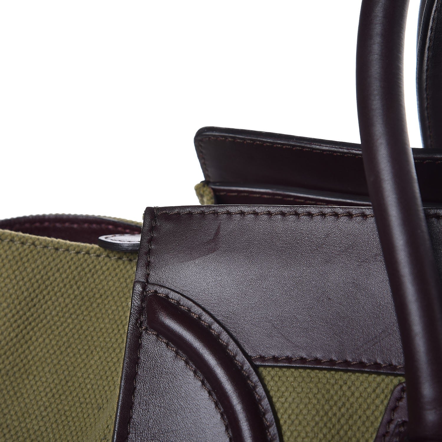 Celine Canvas Smooth Calfskin Mini Luggage Olive 10 of 19