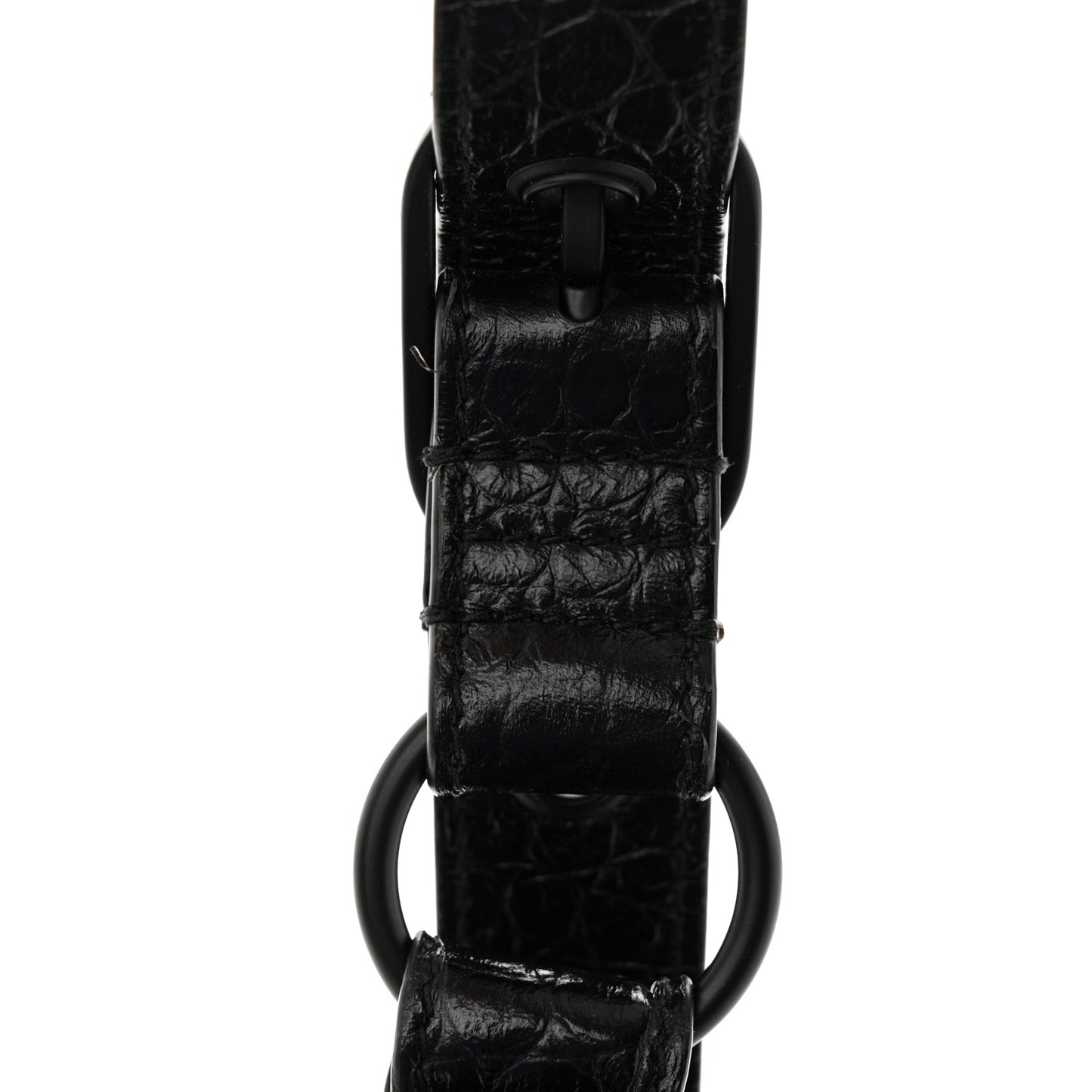 Extra Supple Calfskin Crocodile Embossed Monochrome Small Le Cagole Shoulder Bag Black