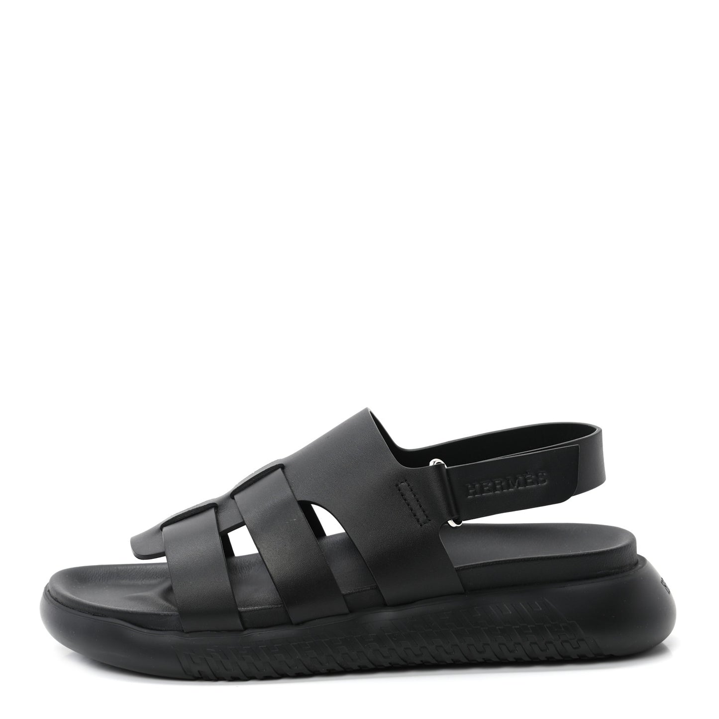 Calfskin Mens Doha Sandals 40 Black