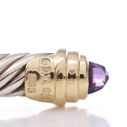 David Yurman Sterling Silver 14K Yellow Gold Amethyst 5mm Cable Classics Petite Color Bracelet 4 of 4