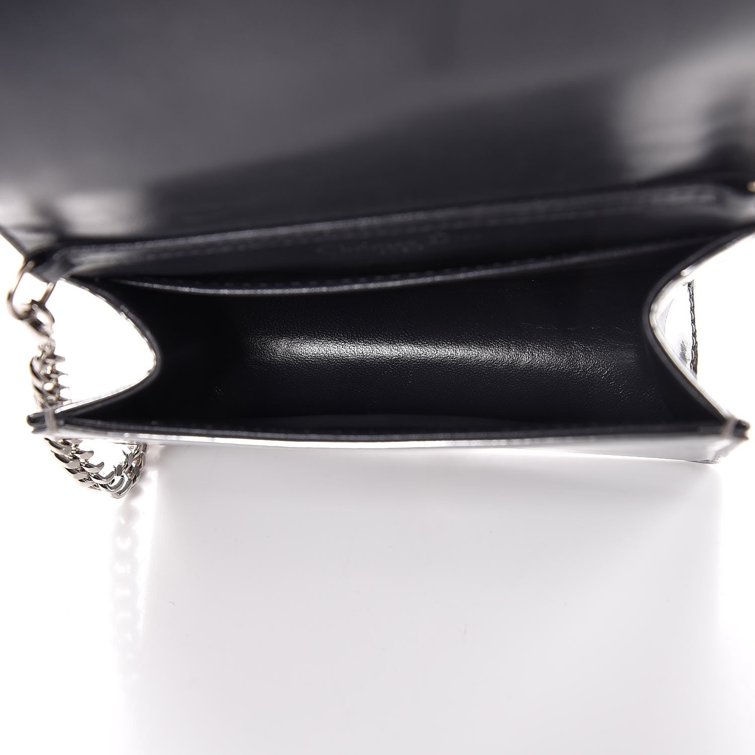 Christian Dior Metallic Patent Micro-Cannage Baby Diorama Flap Bag Silver 5 of 8