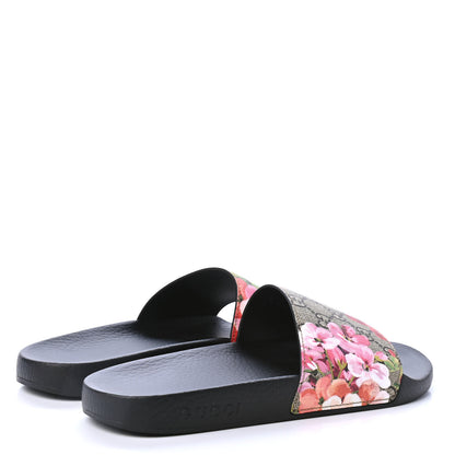 Gucci GG Supreme Monogram Blooms Slide Sandals 39 Beige Multicolor 3 of 4