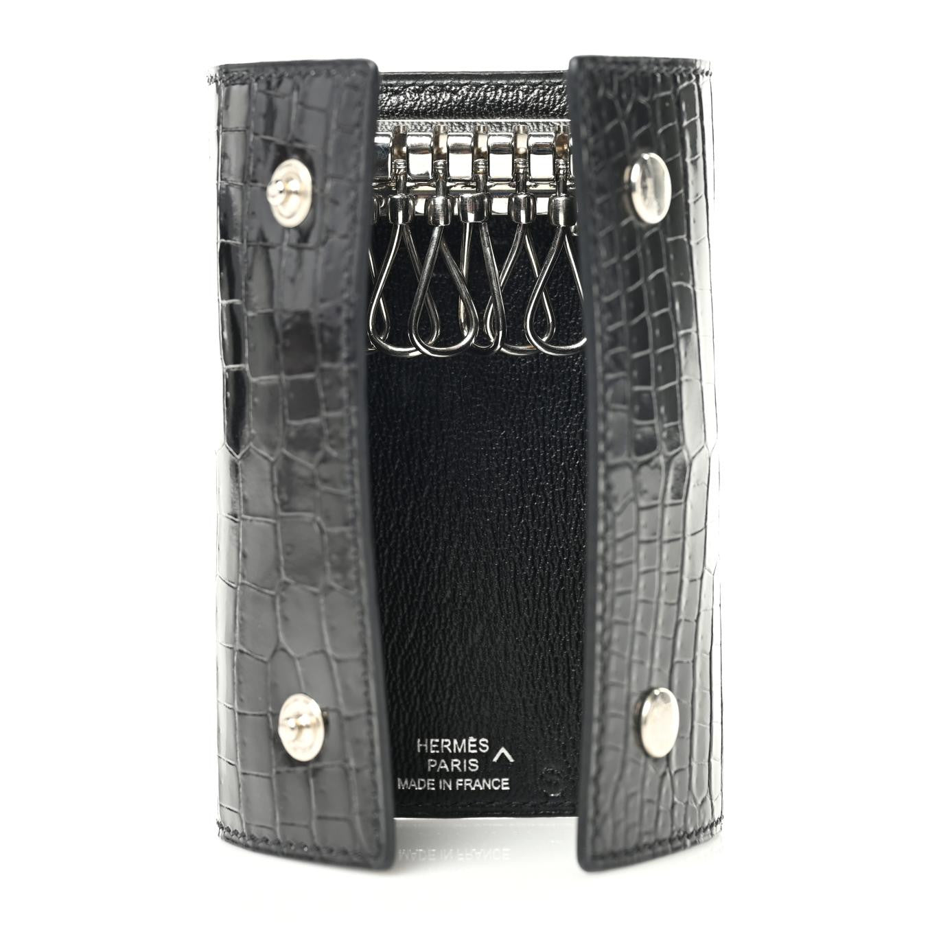 Hermes Shiny Porosus Crocodile Multicles 6 Key Holder Black 5 of 6