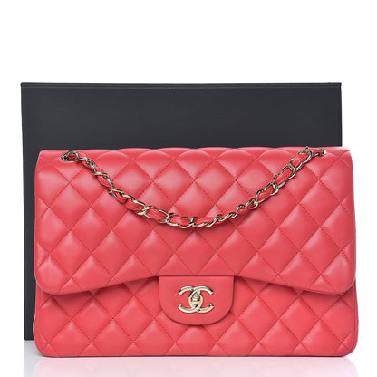 Chanel Lambskin Quilted Jumbo Double Flap Dark Pink 12 of 12