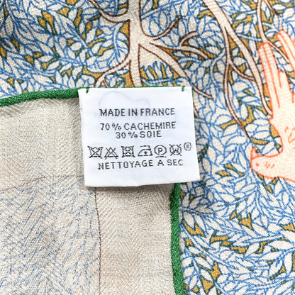 Hermes Cashmere Silk Retour a la Nature 140 Bleu Kaki Orange 4 of 4