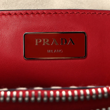 Prada City Calf Small Stitched Twin Pocket Tote Fuoco 6 of 13