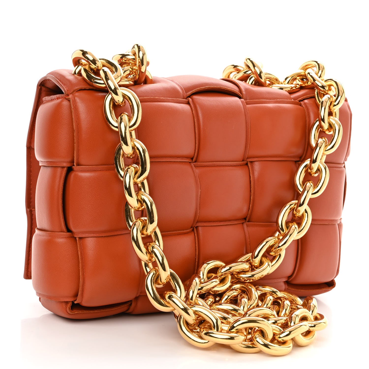 Bottega Veneta Lambskin Maxi Intreccio Padded Chain Cassette Crossbody Bag Maple 3 of 9