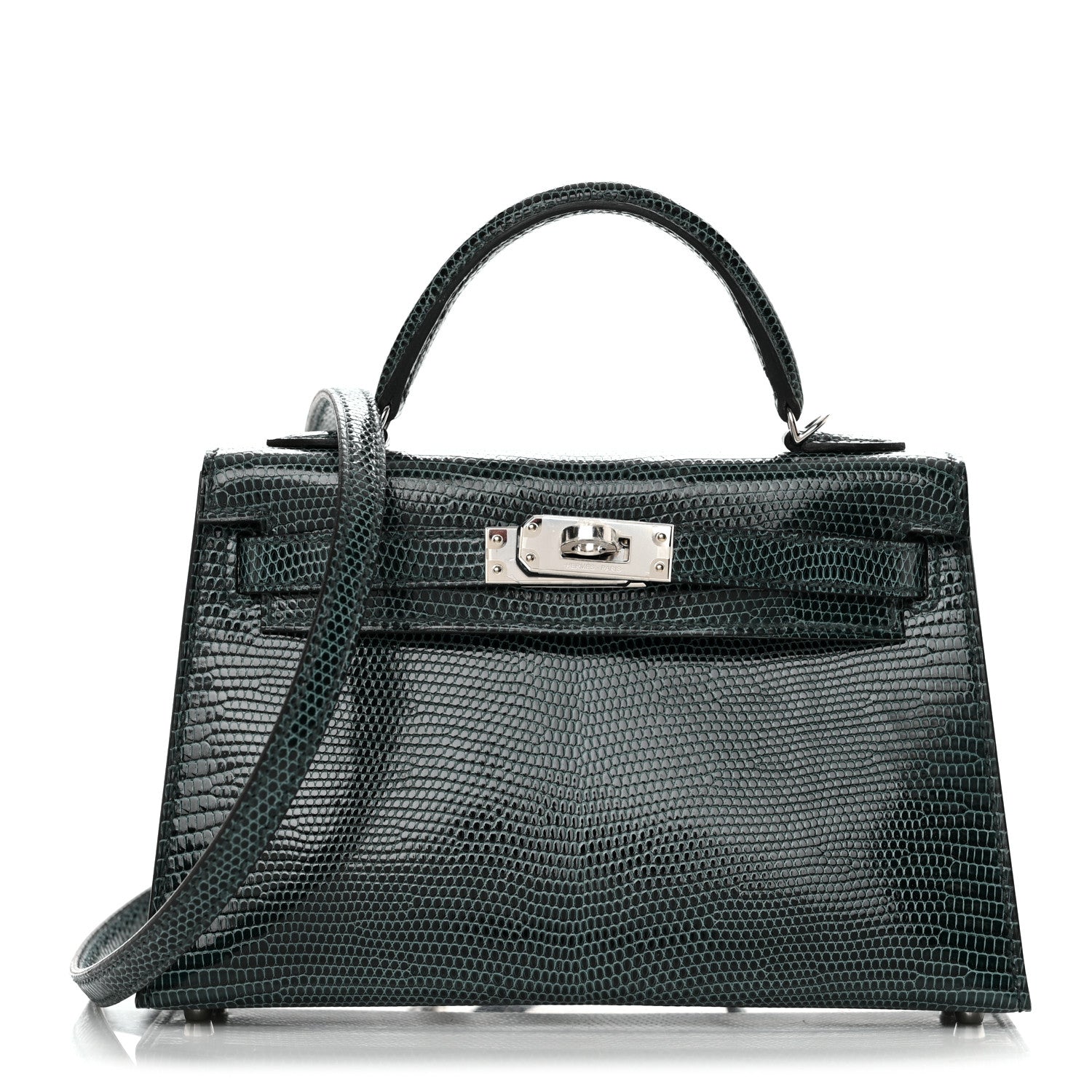 Hermes Shiny Lizard Mini Kelly Sellier 20 Vert Cypress 1 of 11