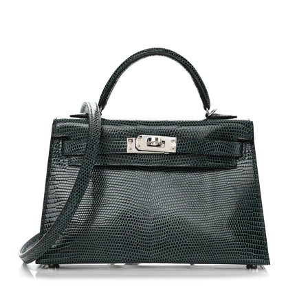 Hermes Shiny Lizard Mini Kelly Sellier 20 Vert Cypress 1 of 11