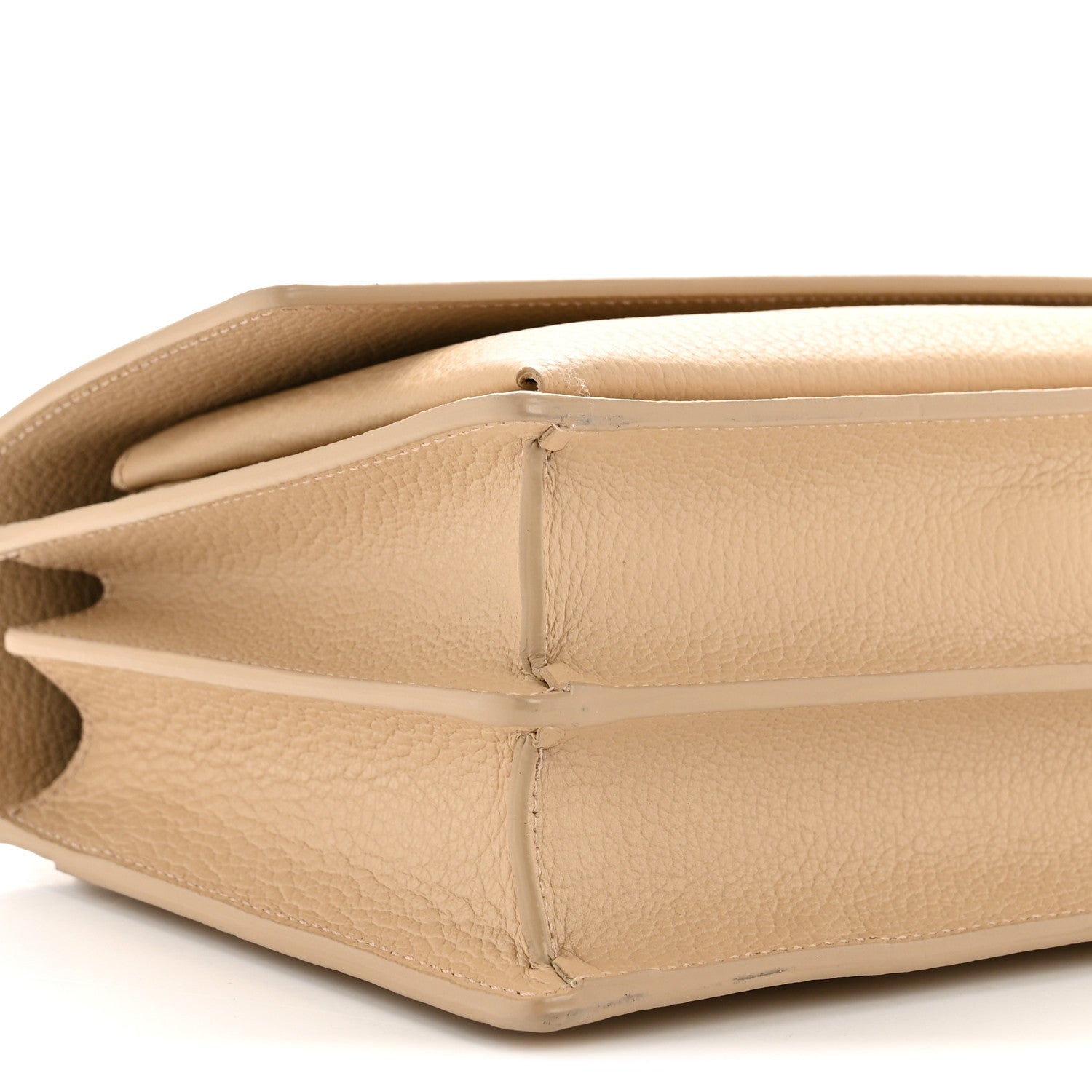 Saint Laurent Grained Calfskin Medium Monogram Sunset Satchel Nude Powder 9 of 13