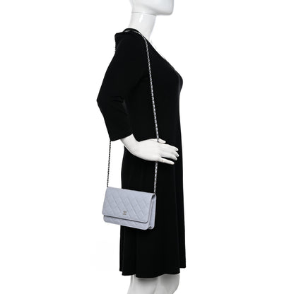 Chanel Caviar Quilted Wallet on Chain WOC Light Blue 2 of 11