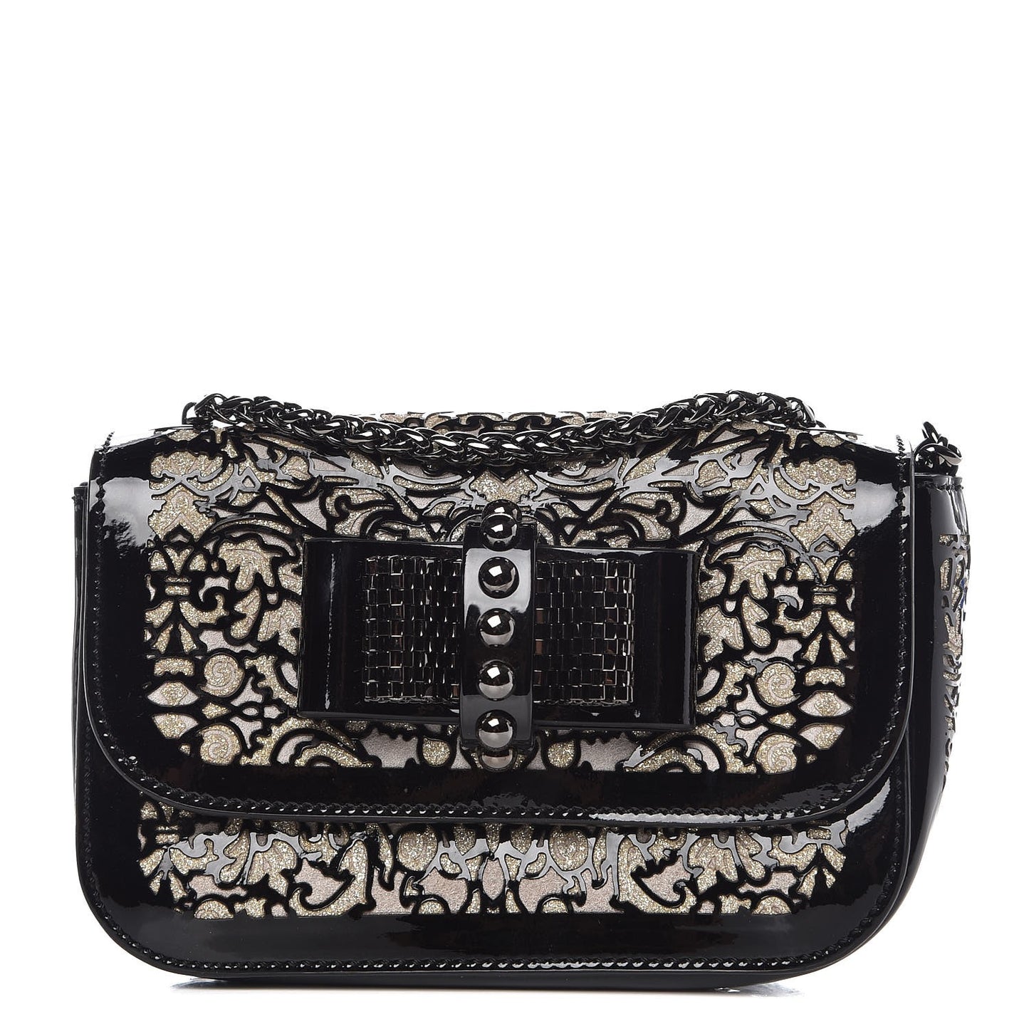 Patent Glitter Suede Chantily Lace Sweety Charity Crossbody Bag Black Ivory