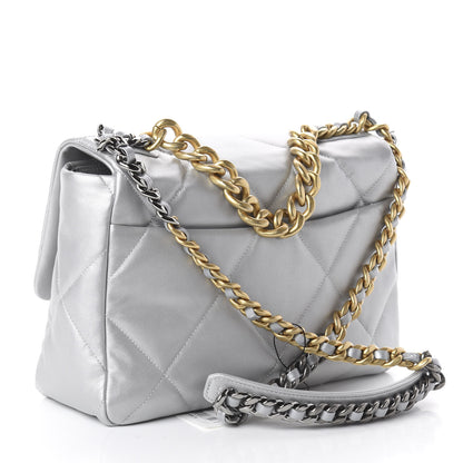 Chanel Metallic Goatskin Quilted Large 19 Flap Silver 2 of 9