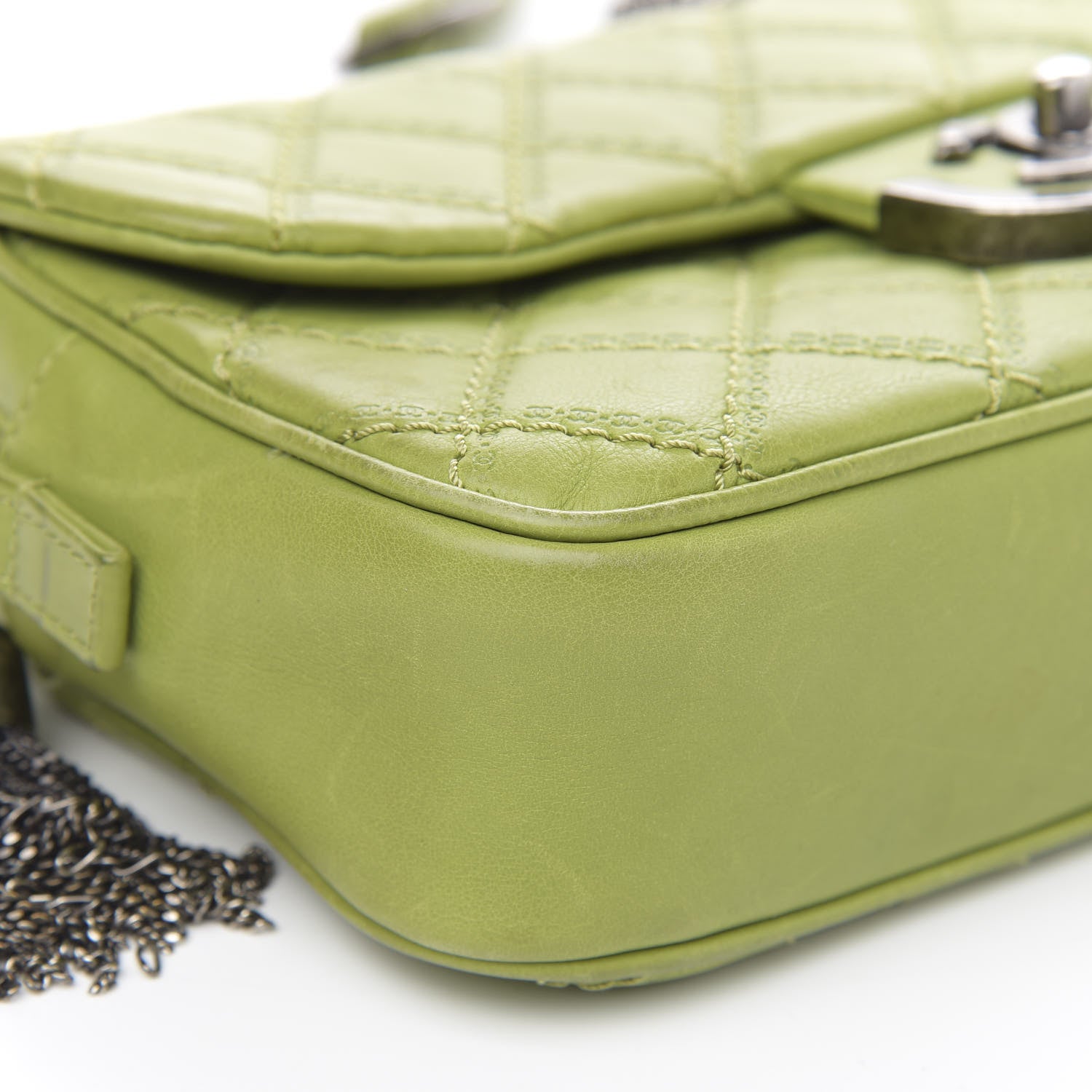 Chanel Calfskin Quilted Medium Coco Sporran Flap Green 8 of 16