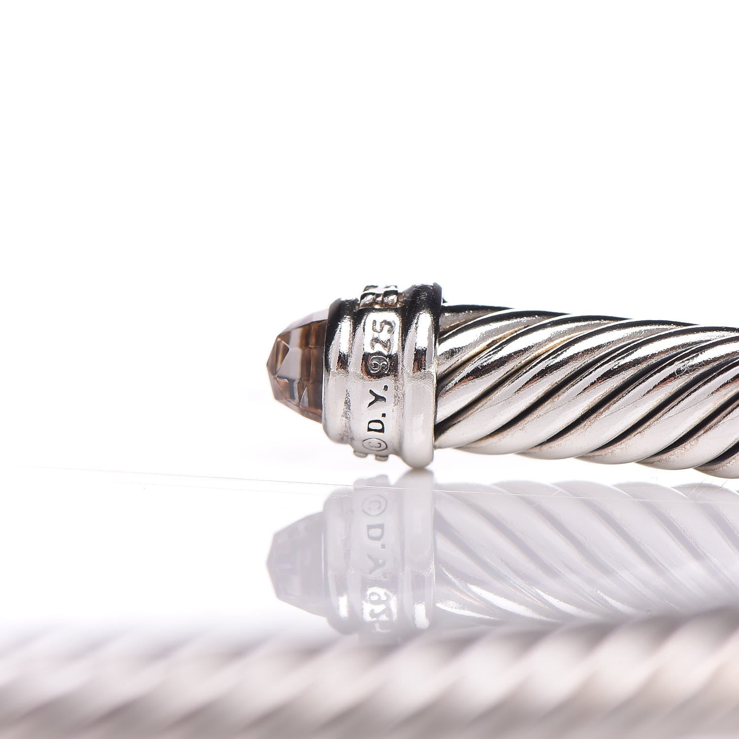 David Yurman Sterling Silver Diamond Morganite 5mm Cable Classics Bracelet 5 of 5