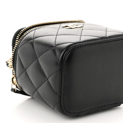 Chanel Lambskin Quilted Top Handle Mini Vanity Case With Chain Black 10 of 11