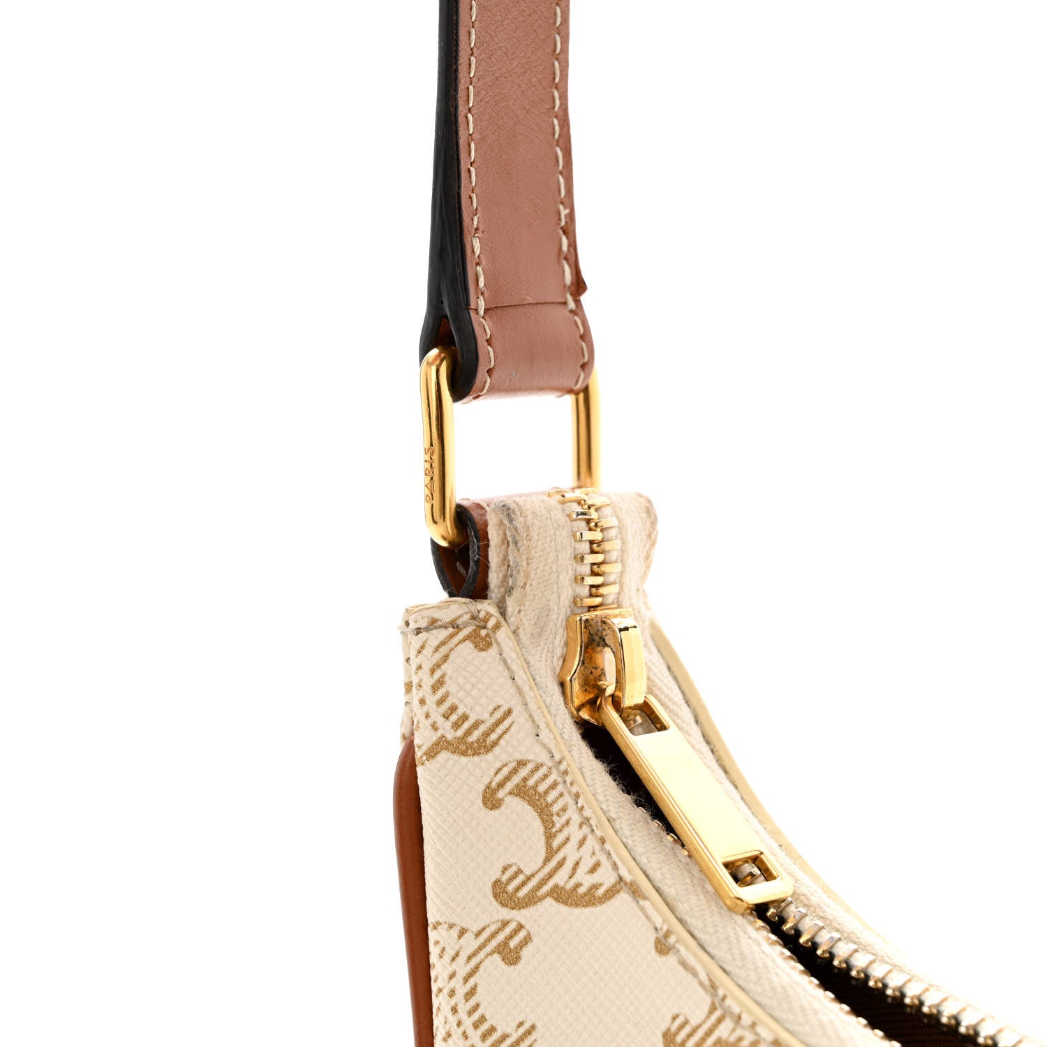 Celine Canvas Calfskin Ava Triomphe Shoulder Bag White 14 of 15