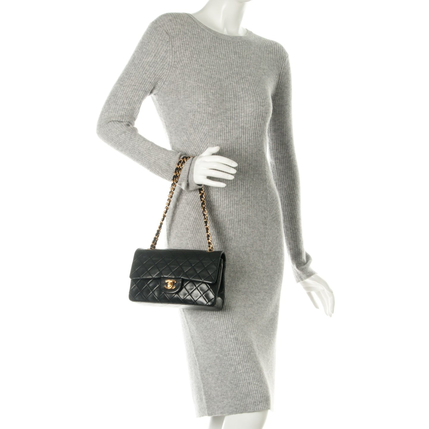 Lambskin Quilted Small Double Flap Black