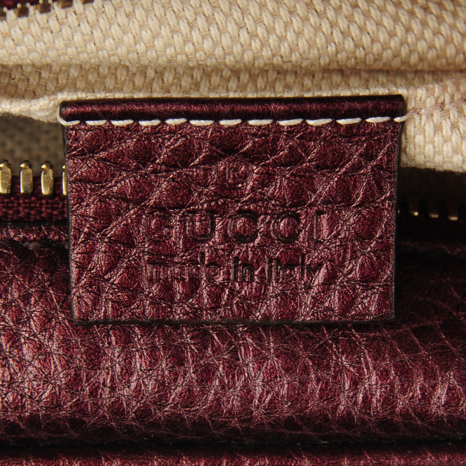 Gucci Metallic Pebbled Calfskin Small Soho Disco Bag Burgundy 6 of 7