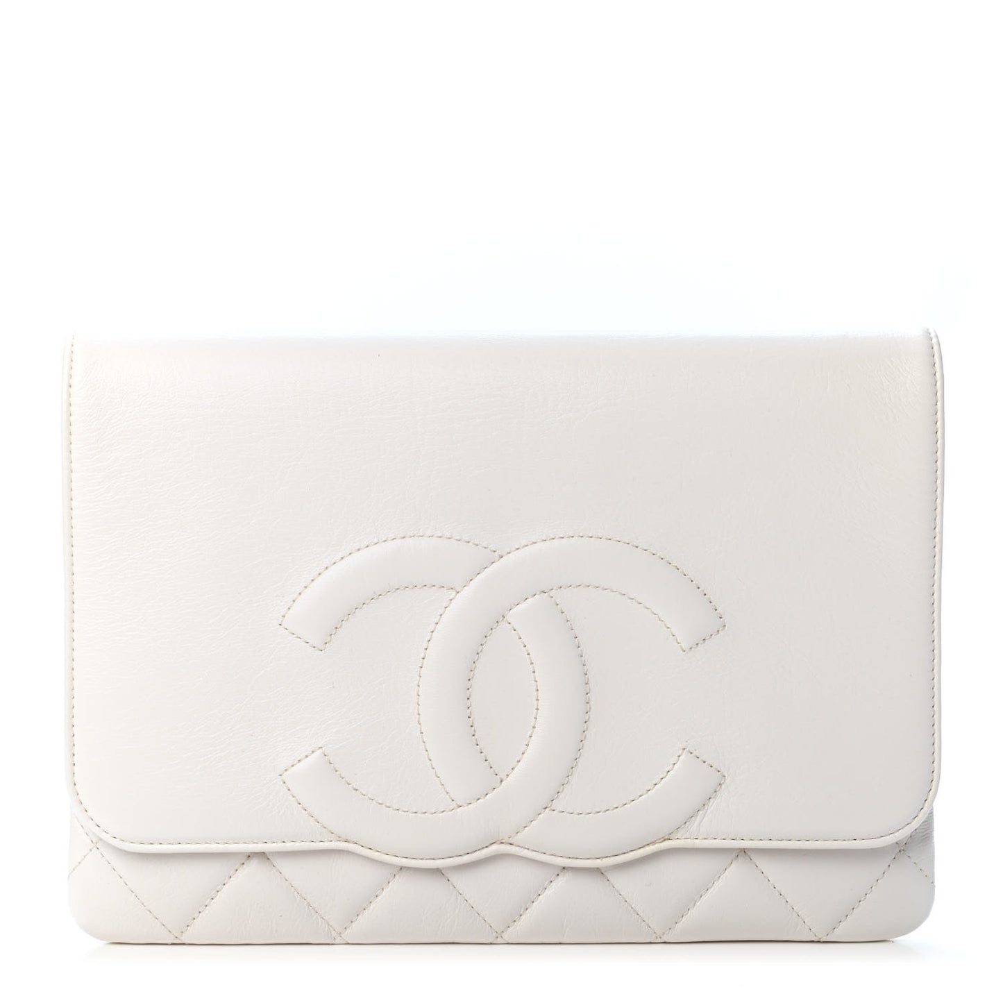 Goatskin Quilted Timeless CC Clutch White