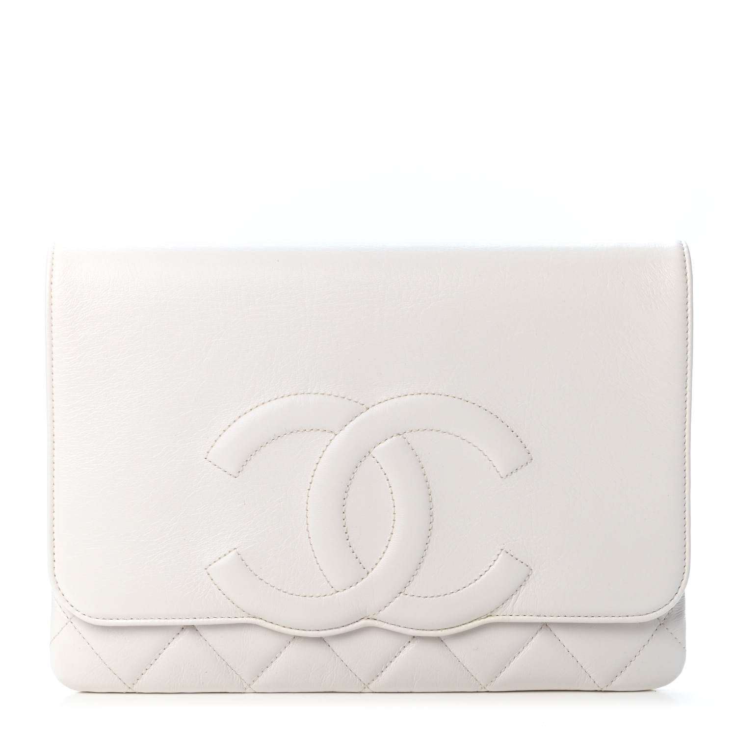 Chanel Goatskin Quilted Timeless CC Clutch White 1 of 4