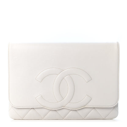 Chanel Goatskin Quilted Timeless CC Clutch White 1 of 4