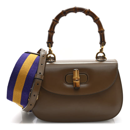 Gucci Boarded Dyana Lux Calfskin Web Small Bamboo 1947 Top Handle Bag Brown 1 of 9