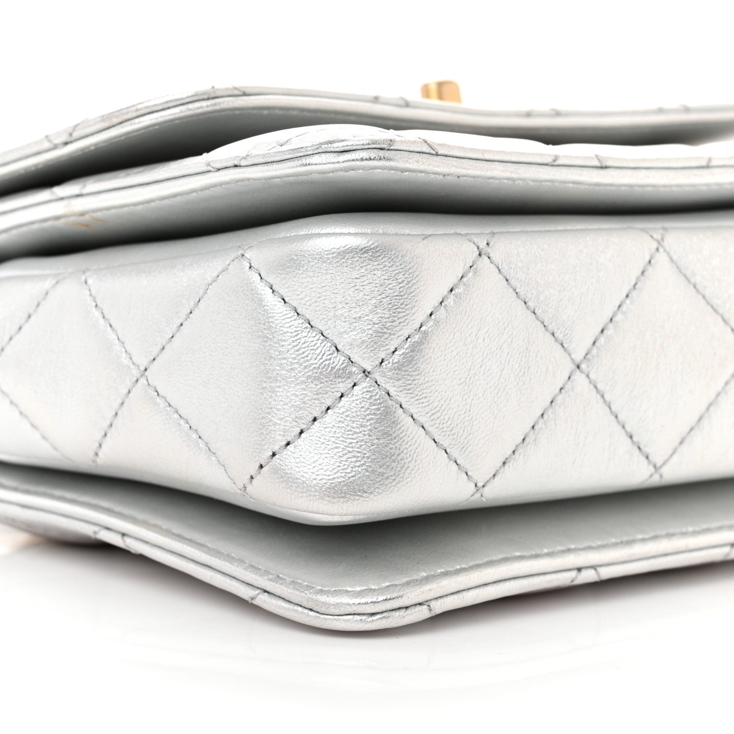 Chanel Metallic Calfskin Quilted Mini Metal Top Handle Flap Silver 9 of 13