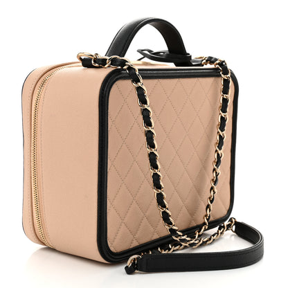 Chanel Caviar Quilted Medium CC Filigree Vanity Case Beige Black 4 of 13