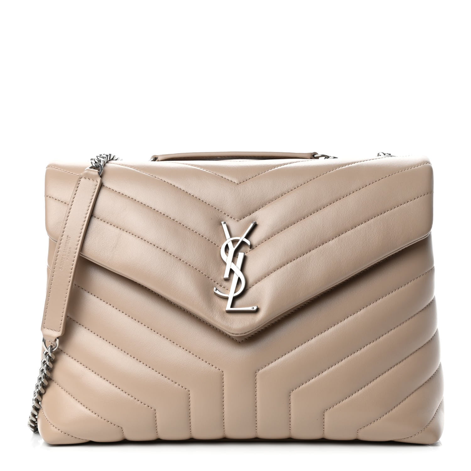 Saint Laurent Calfskin Y Quilted Monogram Medium Loulou Chain Satchel Dark Beige 1 of 4