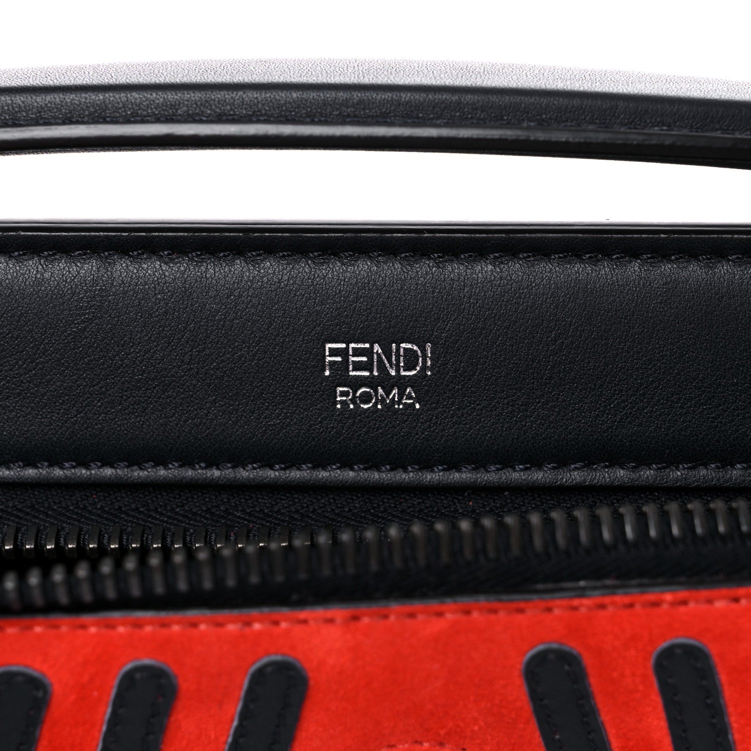 Fendi Suede Calfskin Waves Small DotCom Click Chain Satchel Papavero Blue Notte 6 of 14
