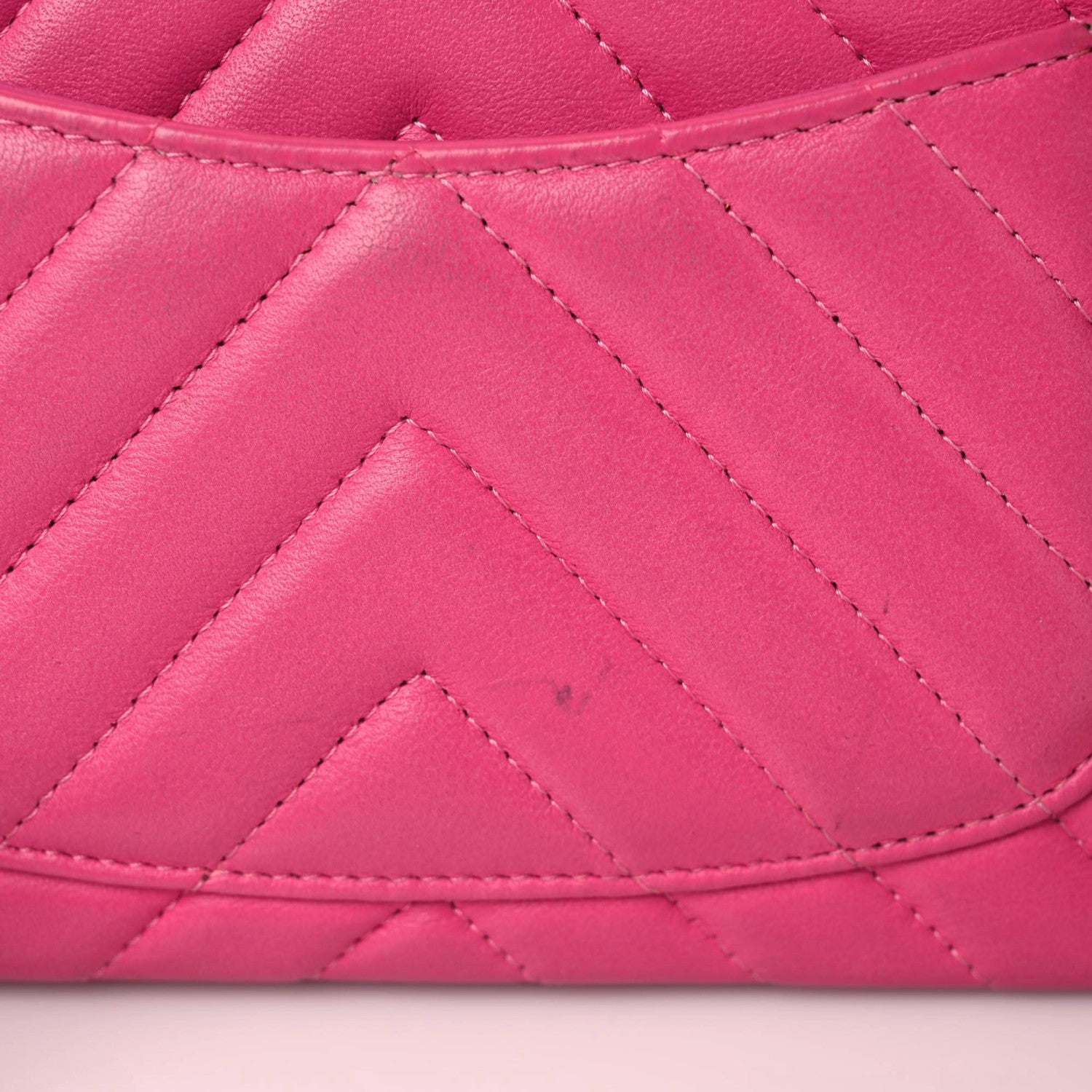 Chanel Lambskin Chevron Quilted Mini Rectangular Flap Dark Pink 15 of 19