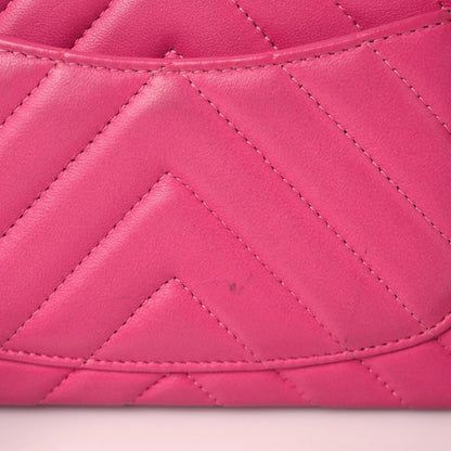 Chanel Lambskin Chevron Quilted Mini Rectangular Flap Dark Pink 15 of 19