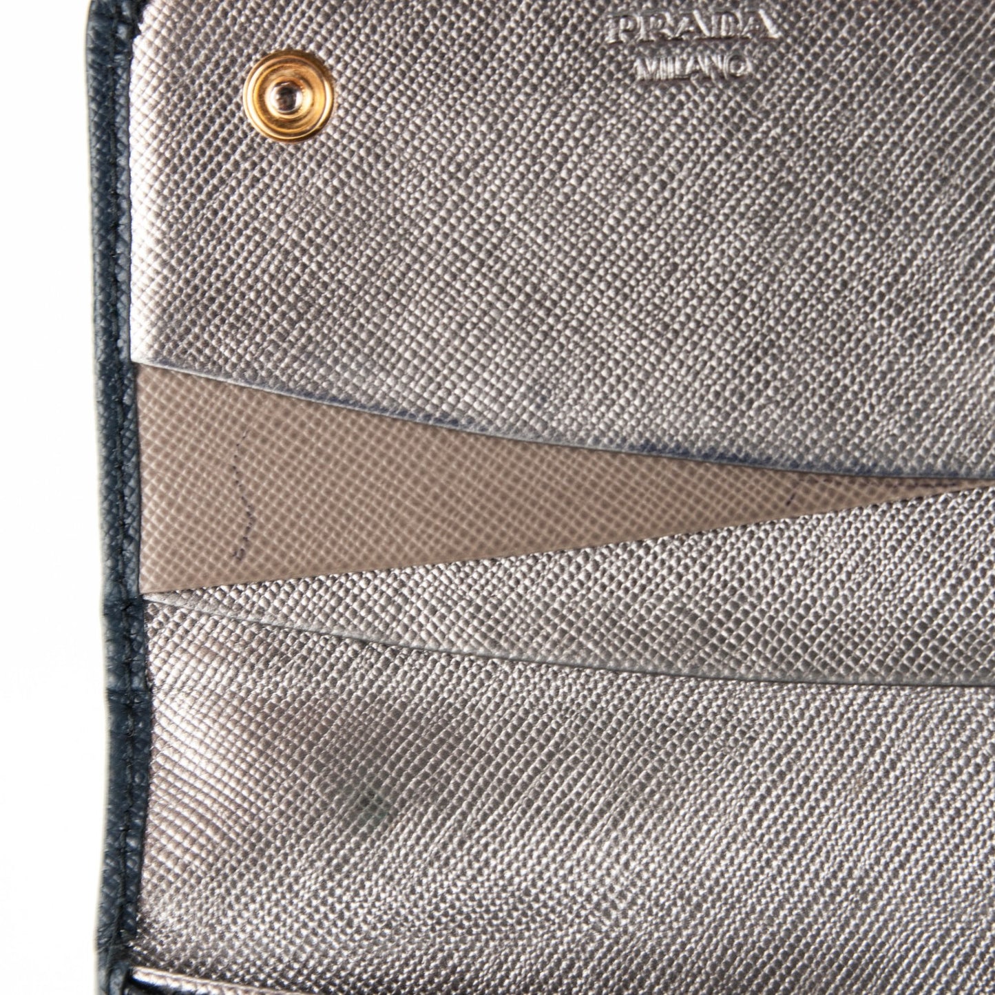 Saffiano Bi-Color Metal Continental Flap Wallet Blue