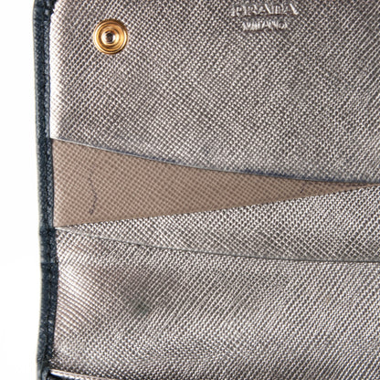 Prada Saffiano Bi-Color Metal Continental Flap Wallet Blue 6 of 7