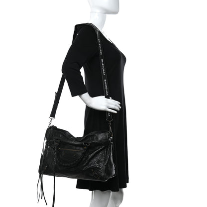 Balenciaga Agneau Classic Hardware City Logo Strap Black White 2 of 10