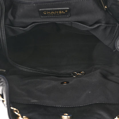 Chanel Lambskin Quilted Large Drawstring Bag Black 5 of 13