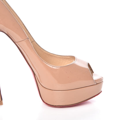 Christian Louboutin Patent Lady Peep 150 Pumps 38 Nude 16 of 31
