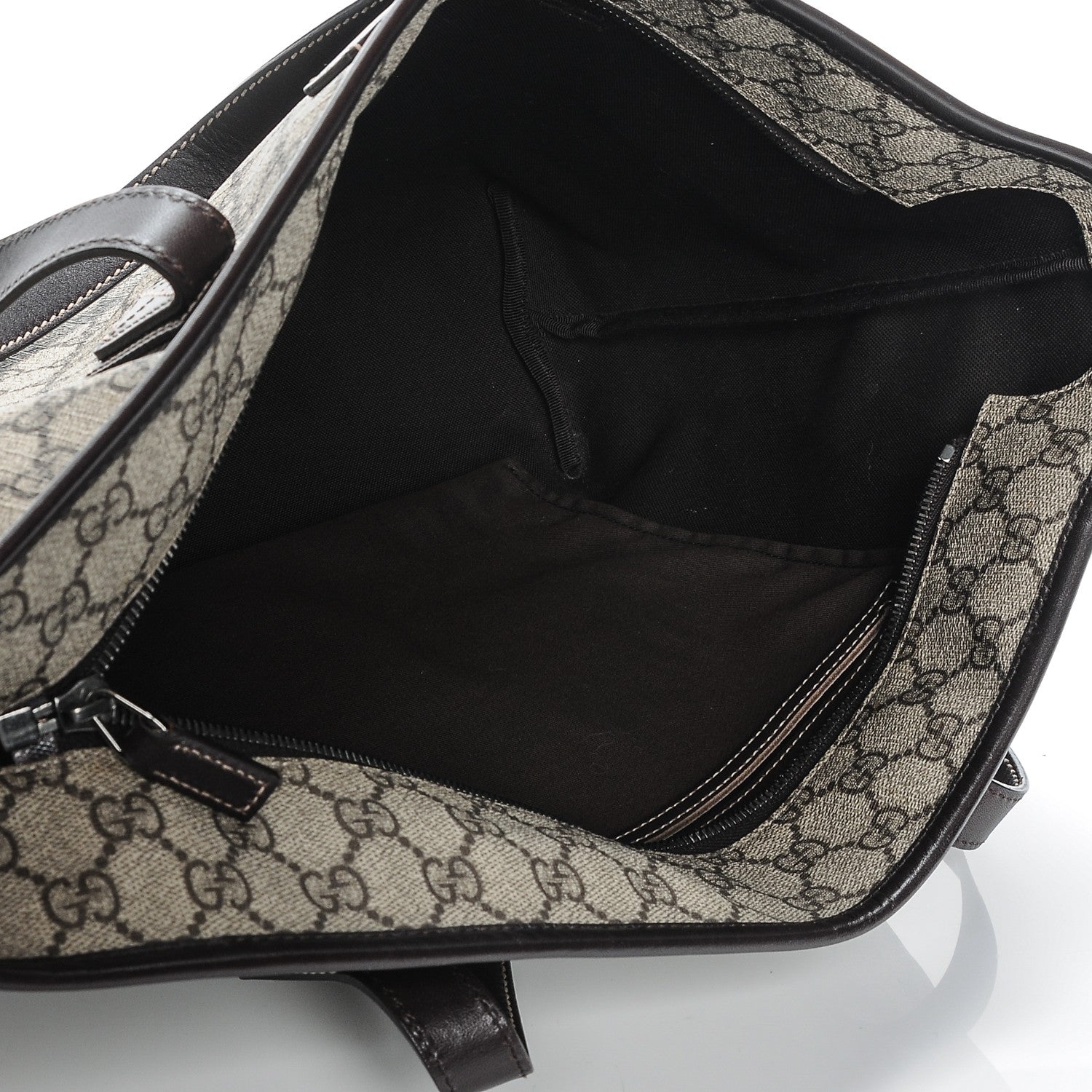 Gucci GG Supreme Monogram Medium Zippered Shopping Tote Dark Brown 7 of 9