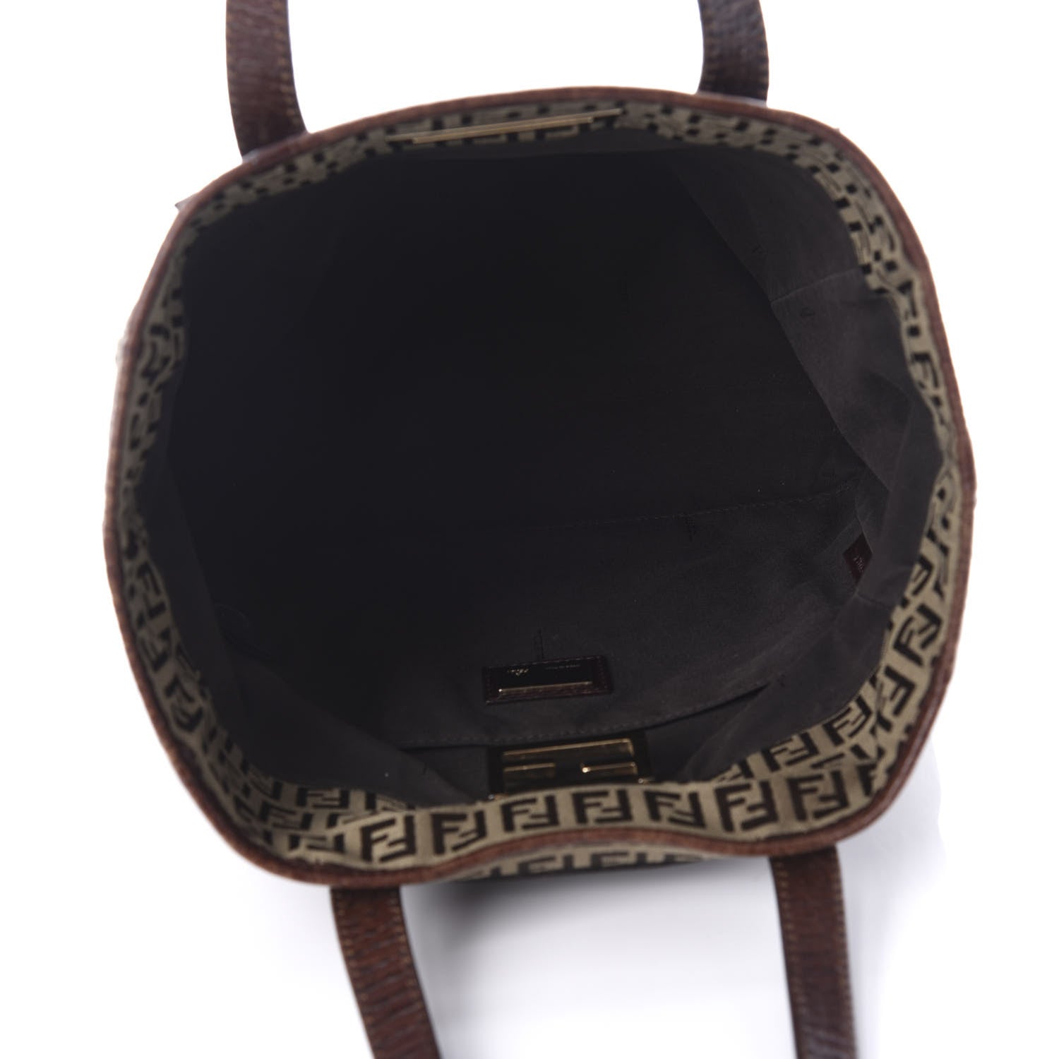 Fendi Zucchino Vitello Tote Mogano Panna Bruciato 5 of 11