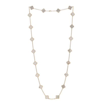 Van Cleef & Arpels 18K Yellow Gold Mother of Pearl 20 Motifs Vintage Alhambra Necklace 2 of 4