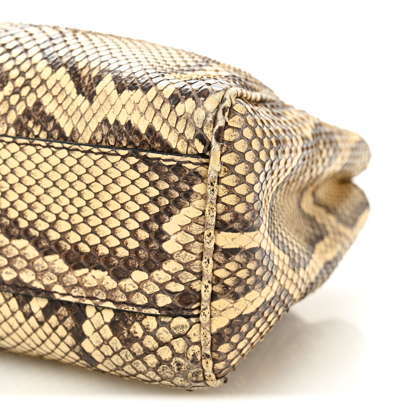 Snakeskin Medium Re(Belle) Top Handle Bag Beige
