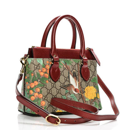 Gucci GG Supreme Monogram Tian Mini Zip Top Tote Beige Multicolor Red 3 of 7