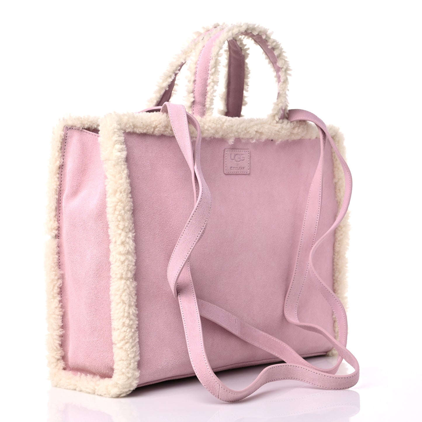 X UGG Suede Shearling Medium Shopping Bag Pink