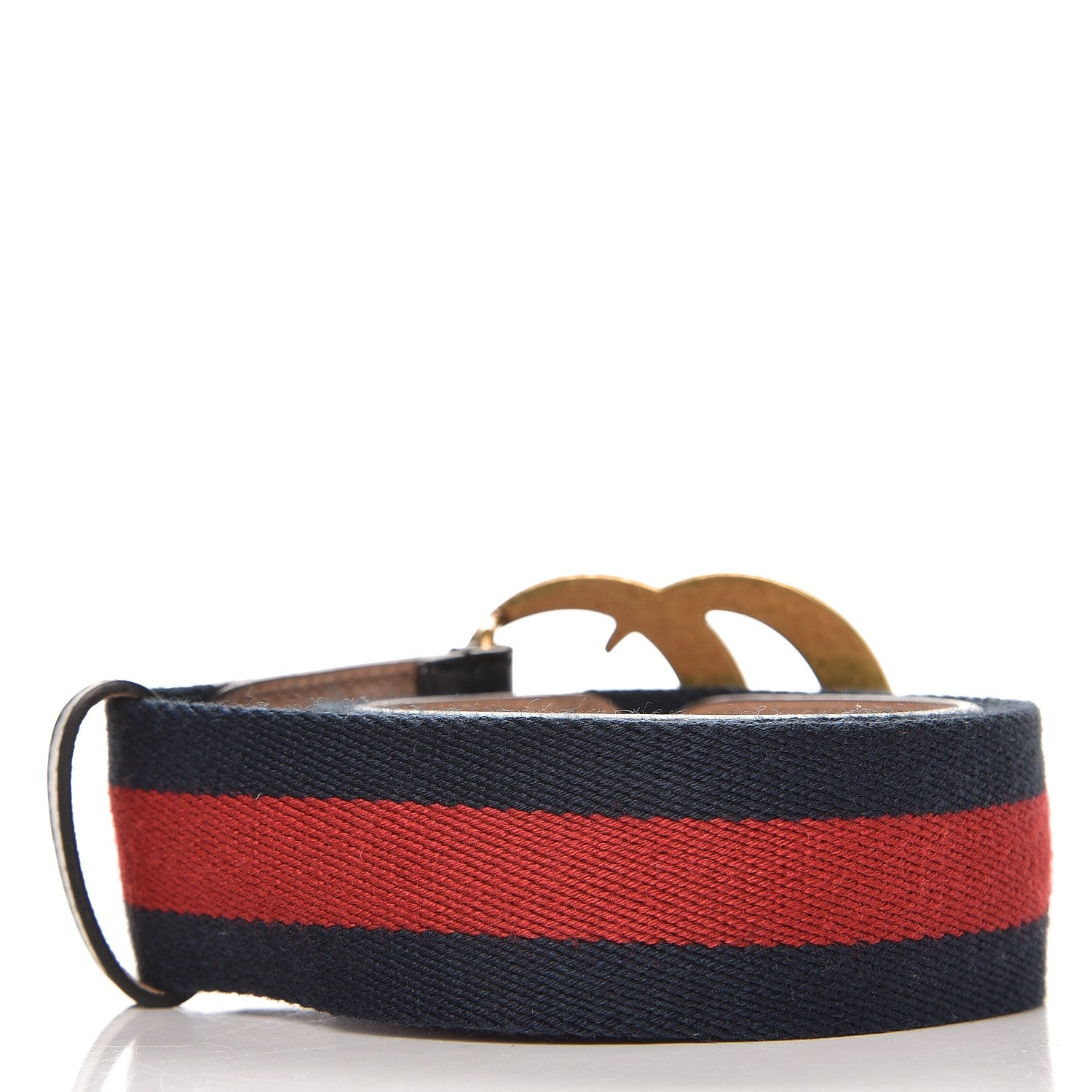 Gucci Nylon Calfskin Double G Web 40mm Belt 85 34 Blue Red Black 3 of 5